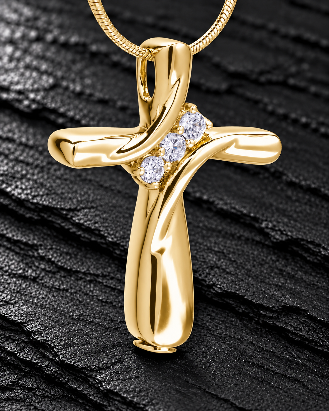 Personalized Gold Plated Cross Urn Pendant For Ashes With Engraving
