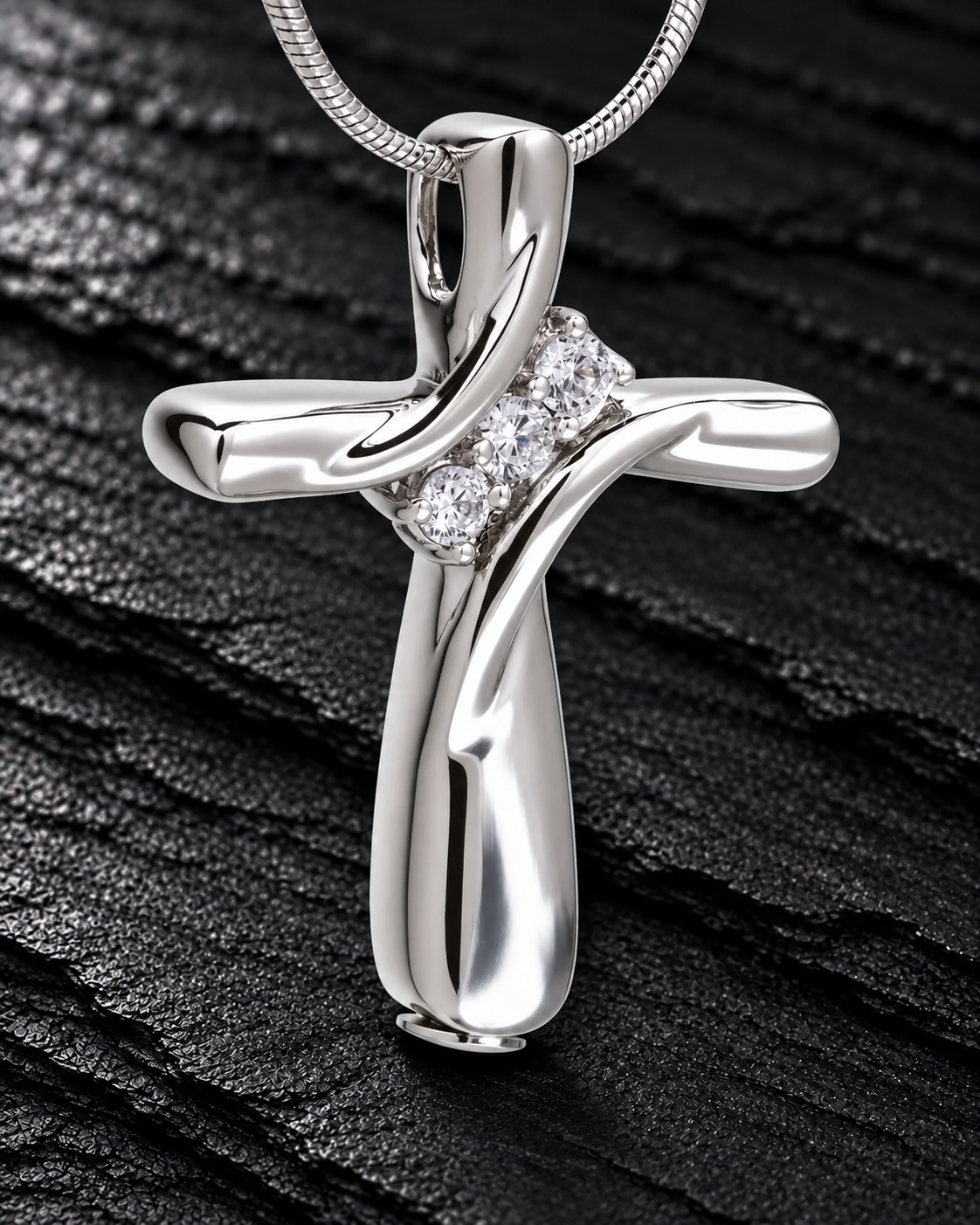 Personalized Cross Cremation Pendant For Ashes Sterling Silver