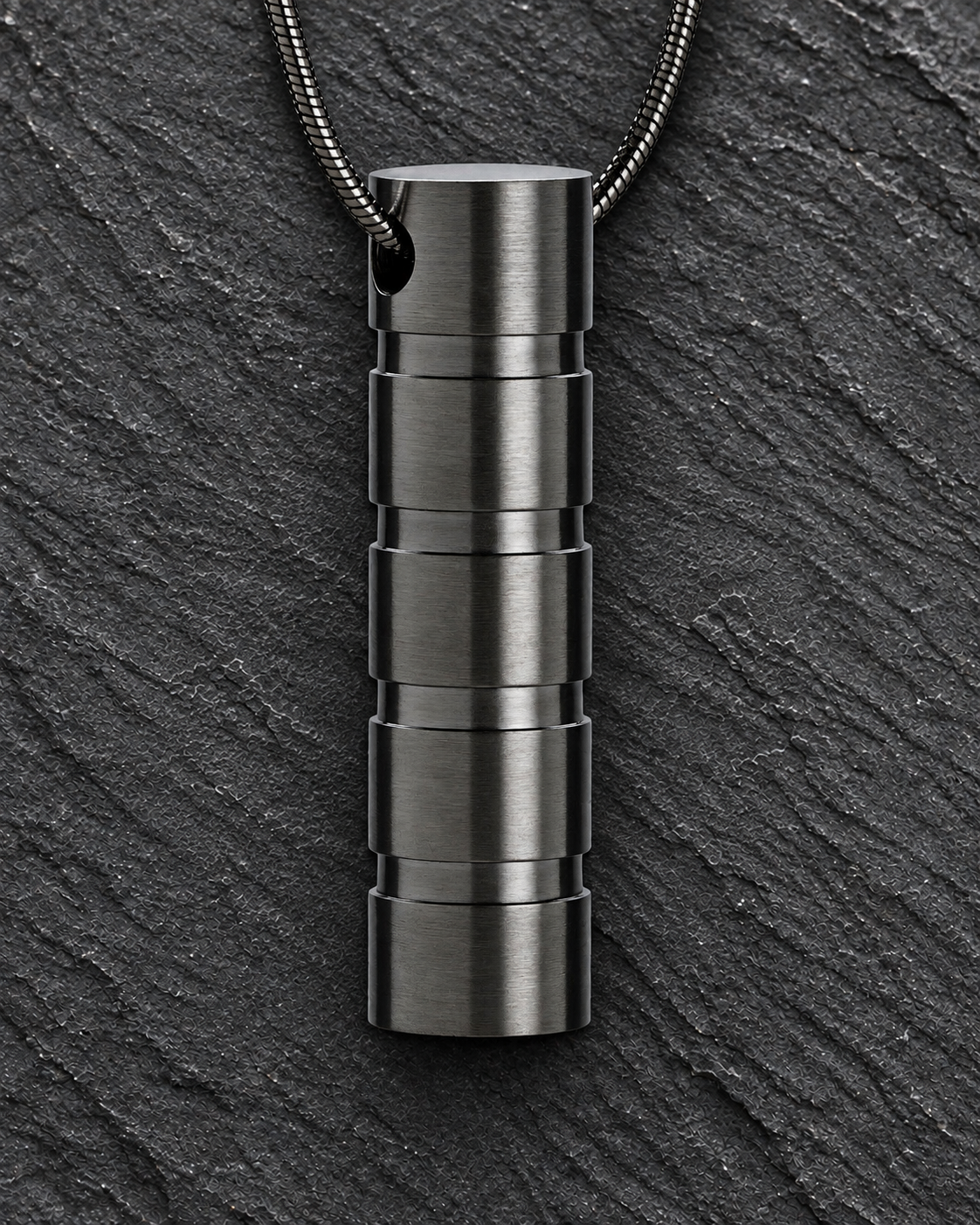 Custom Black Cylinder Urn Necklace For Ashes Stainless Steel