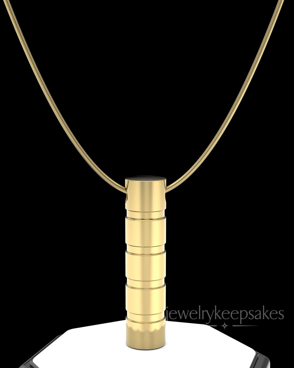 Gold Plated Stacked Cylinder Permanently Sealed Waterproof Cremation Pendant