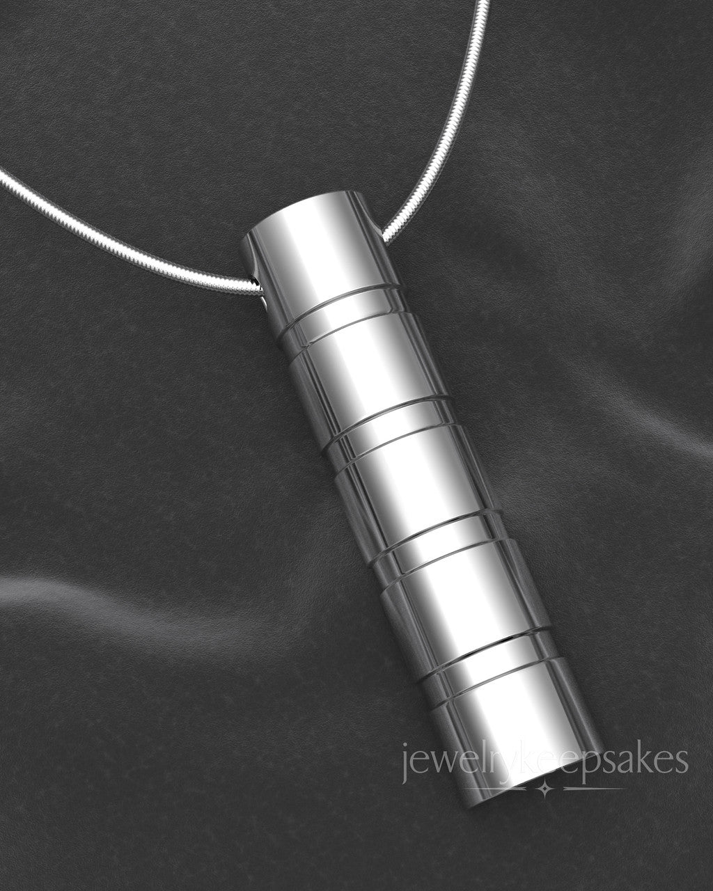 Sterling Silver Stacked Cylinder Permanently Sealed Waterproof Cremation Pendant