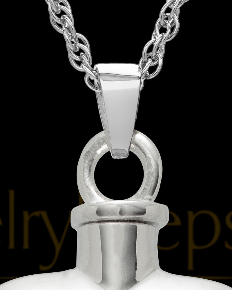 14K White Gold Cremation Jewelry By Your Side Heart Keepsake