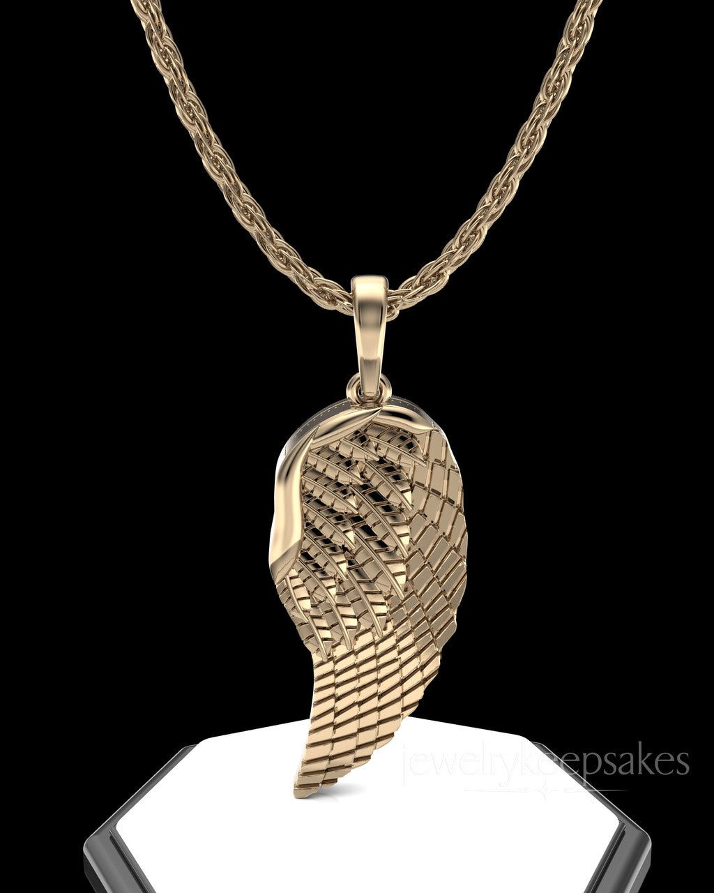 Solid 14K Gold Plated Feathers Permanently Sealed Waterproof Cremation Pendant