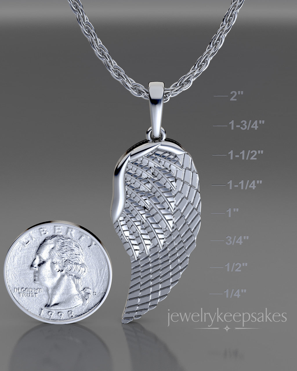 Solid 14K White Gold Plated Feathers Permanently Sealed Waterproof Cremation Pendant