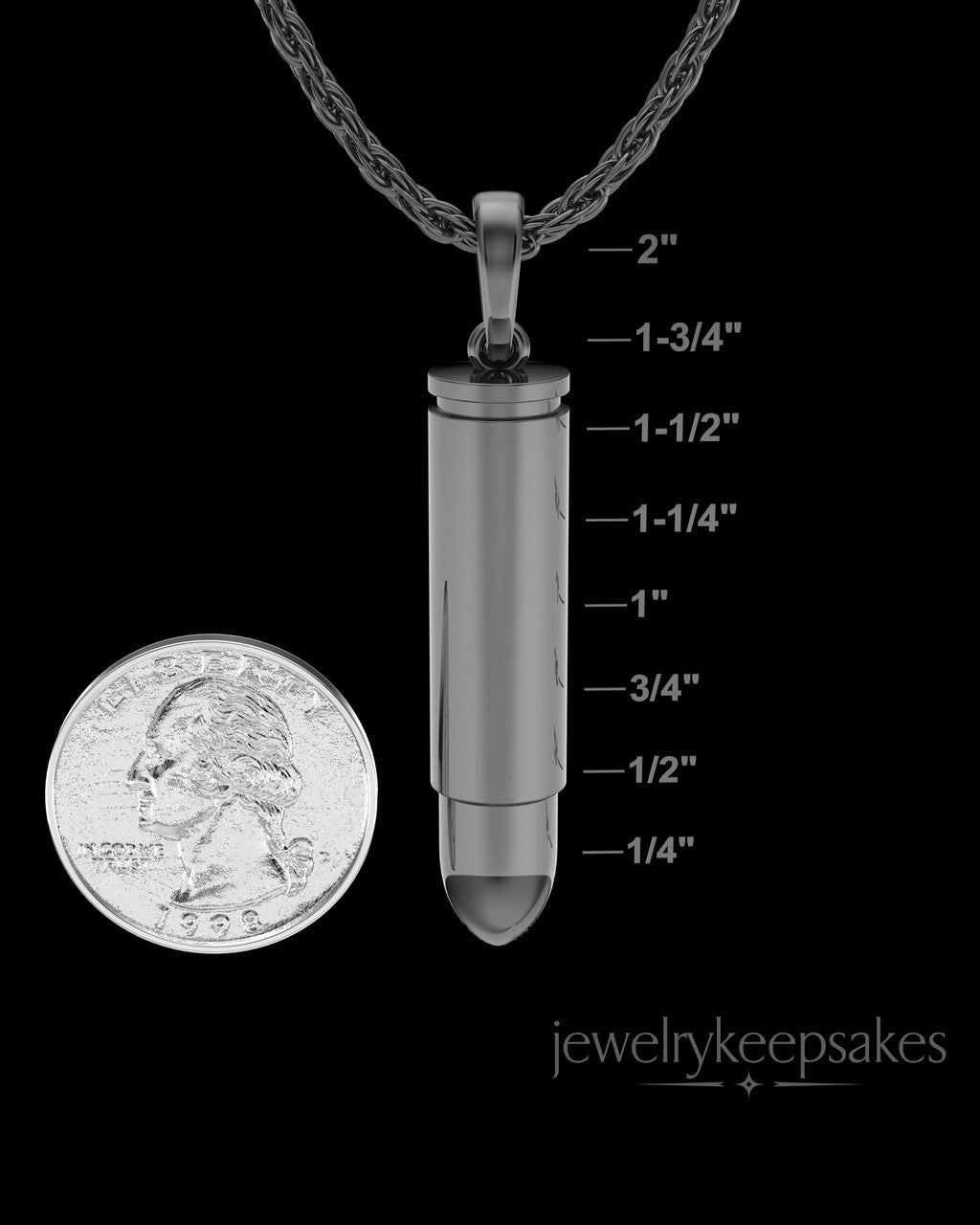 Black Bullet Permanently Sealed Waterproof Cremation Pendant