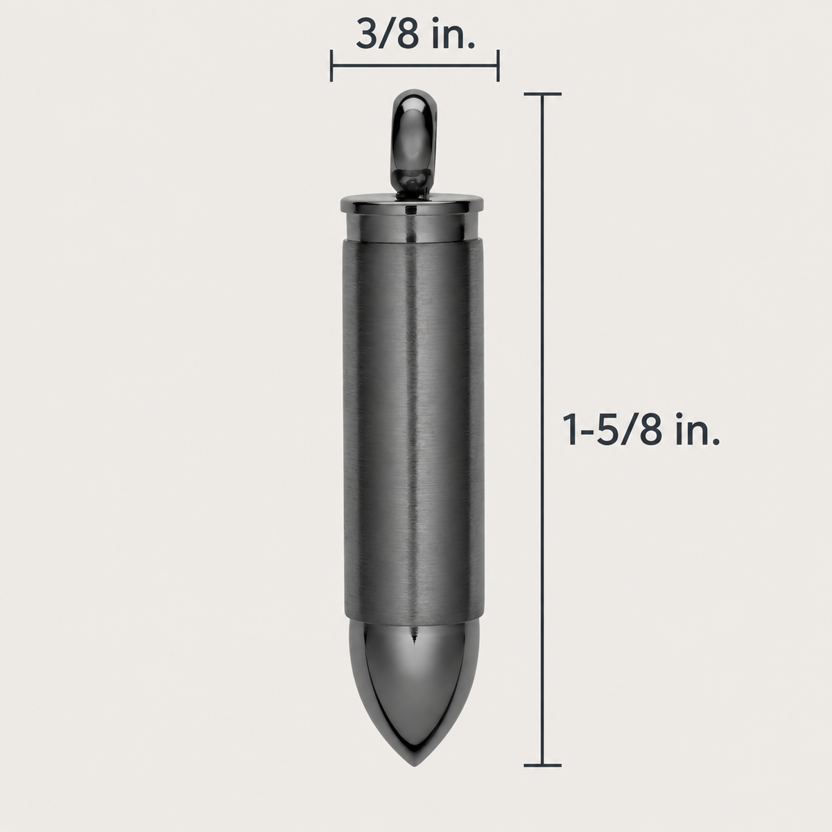 Engravable Black Bullet Cremation Pendant Stainless Steel