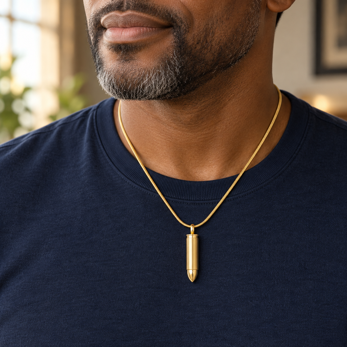 Gold Bulleted Stainless Cremation Pendant