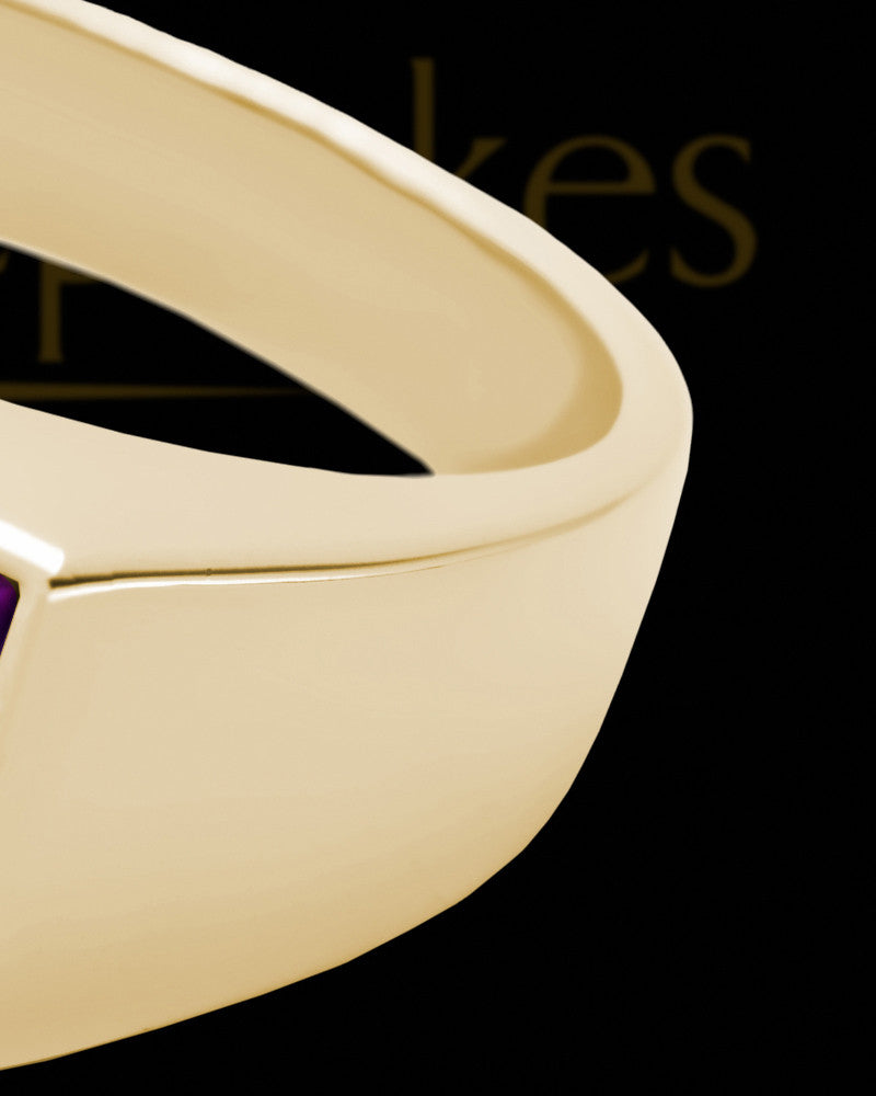 Solid 14K Gold Men's Dumaine with Coffee Ash Ring