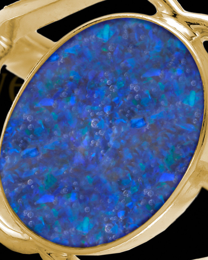 Solid 14K Gold Ladies Yardley Ocean Tide Opal Ash Ring
