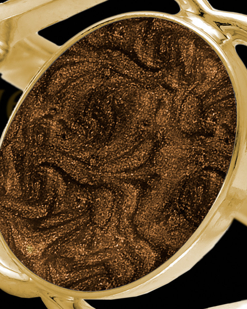 Solid 14K Gold Ladies Yardley with Coffee Ash Ring