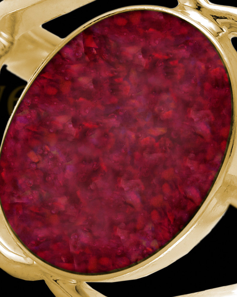 Solid 14K Gold Ladies Yardley Garnet Pearl Opal Ash Ring