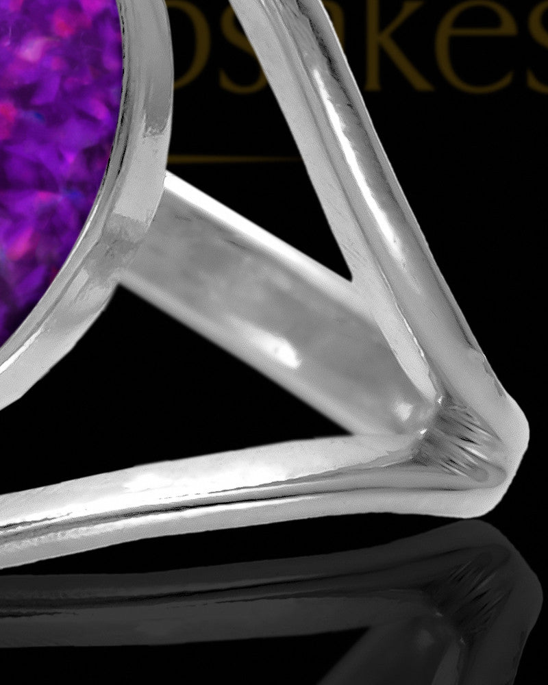 Ladies Yardley Orchid Pearl Opal Silver Ash Ring