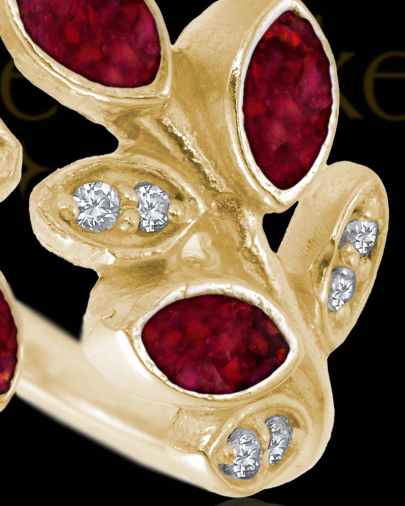 Solid 14K Gold Ladies Felicity Garnet Pearl Opal Ash Ring