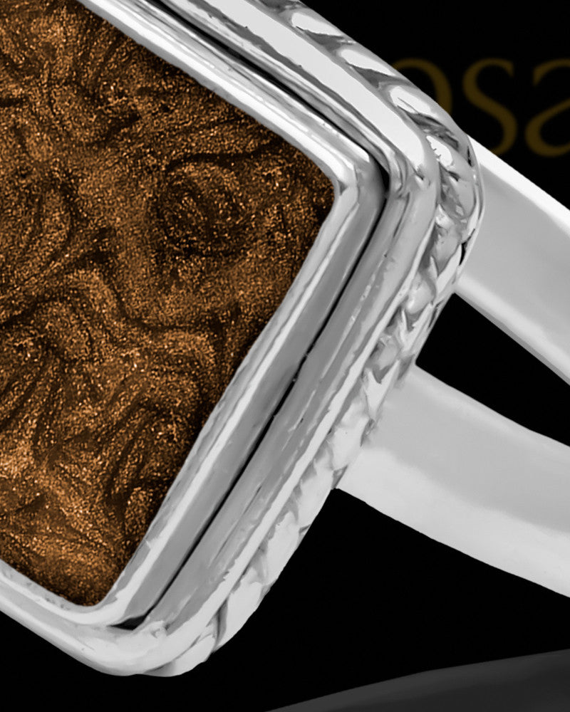 Ladies Calliope with Coffee Silver Ash Ring