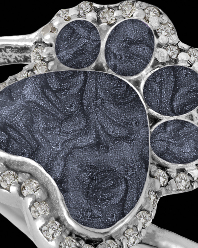 Ladies My Best Friend Paw Print with Graphite Silver Ash Ring