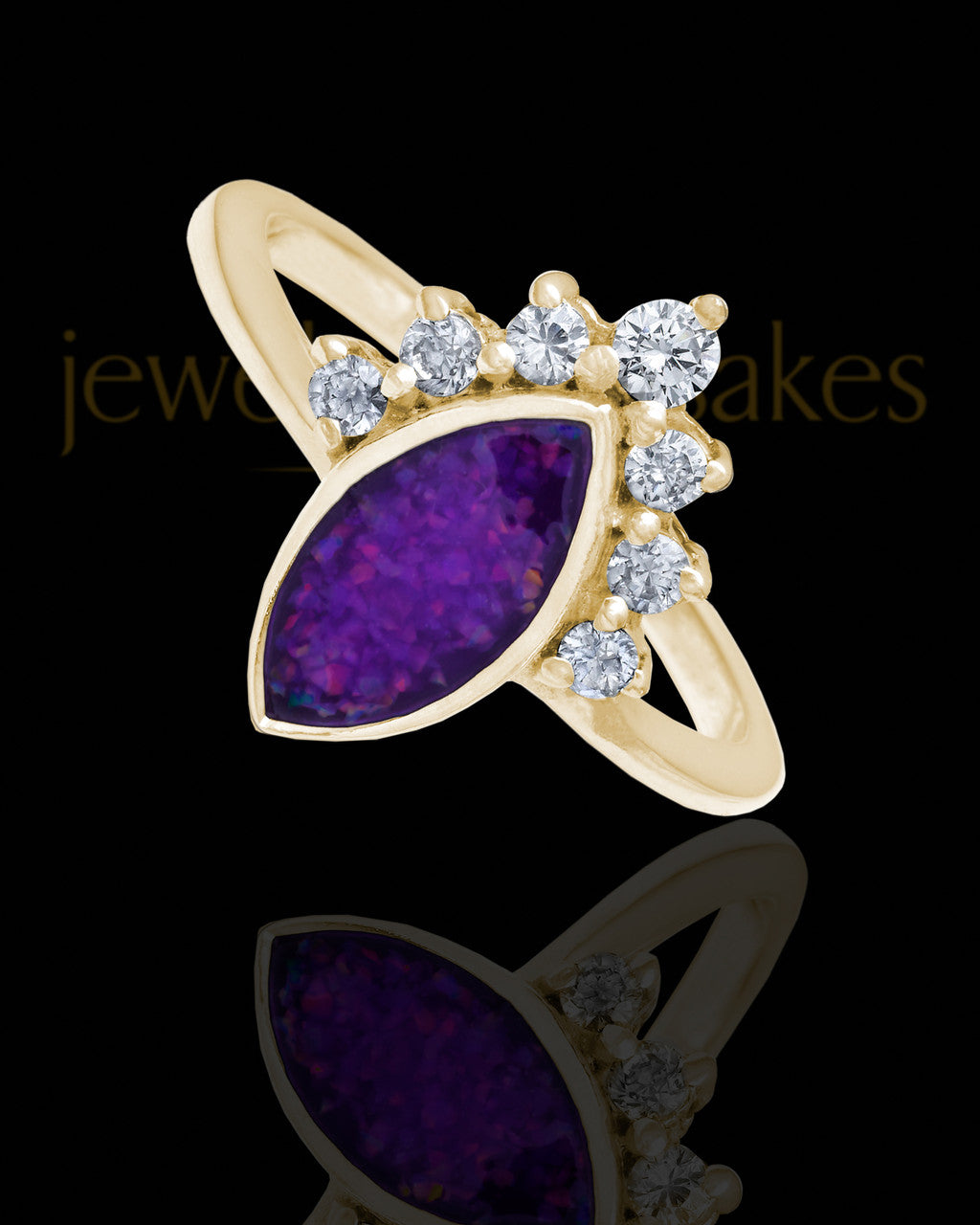 Solid 14K Gold Ladies Loyola Orchid Pearl Opal Ash Ring