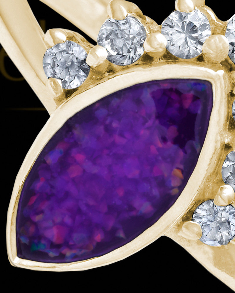 Solid 14K Gold Ladies Loyola Orchid Pearl Opal Ash Ring