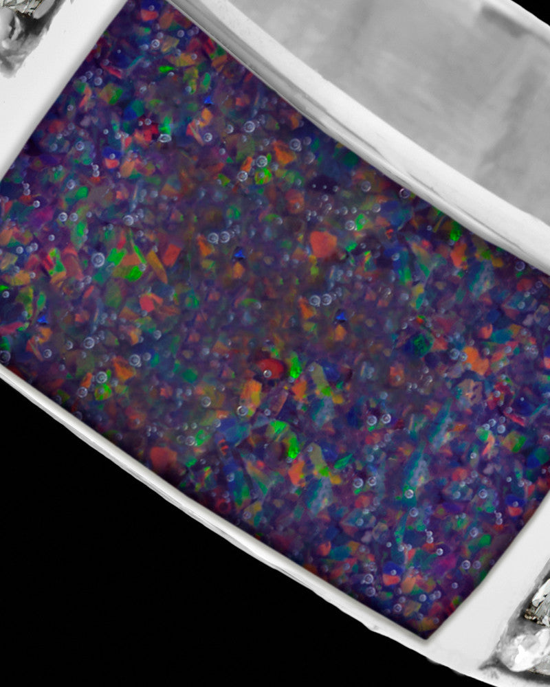 Men's Lennox Black Blaze Opal Silver Ash Ring