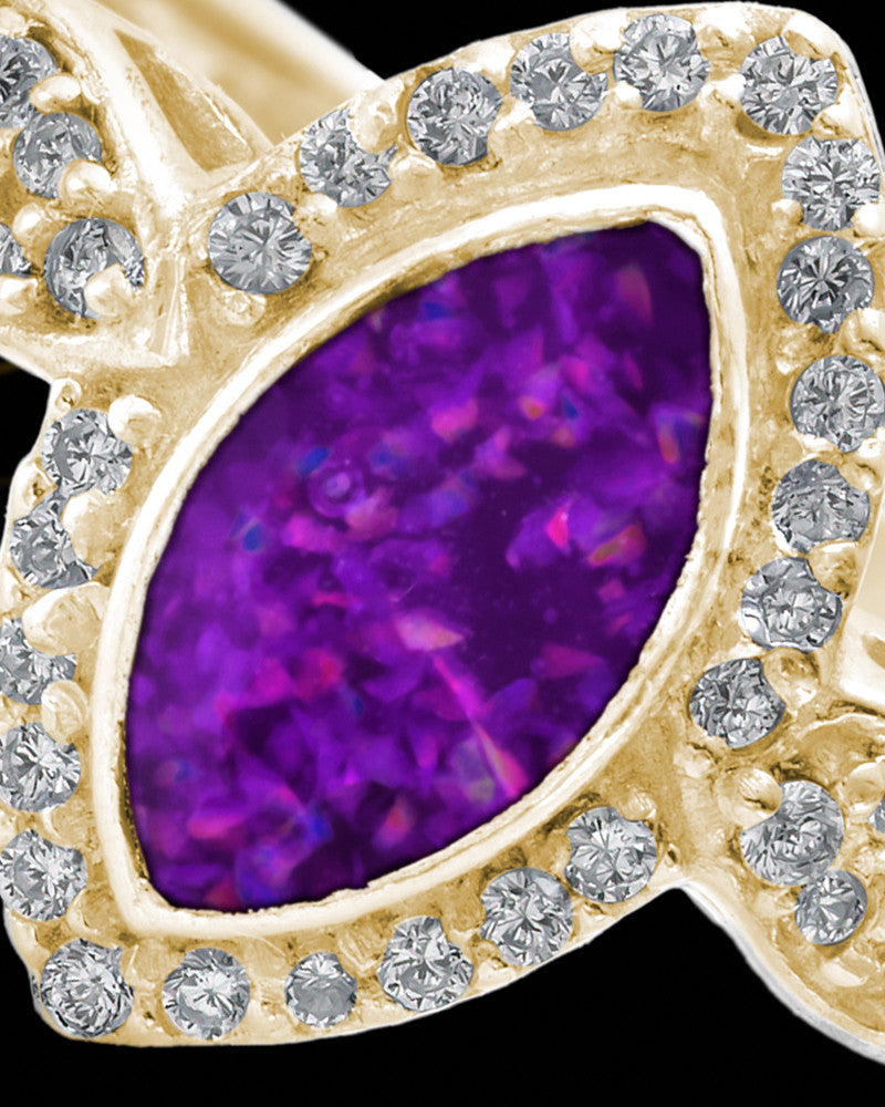 Solid 14K Gold Ladies Prentiss Orchid Pearl Opal Ash Ring