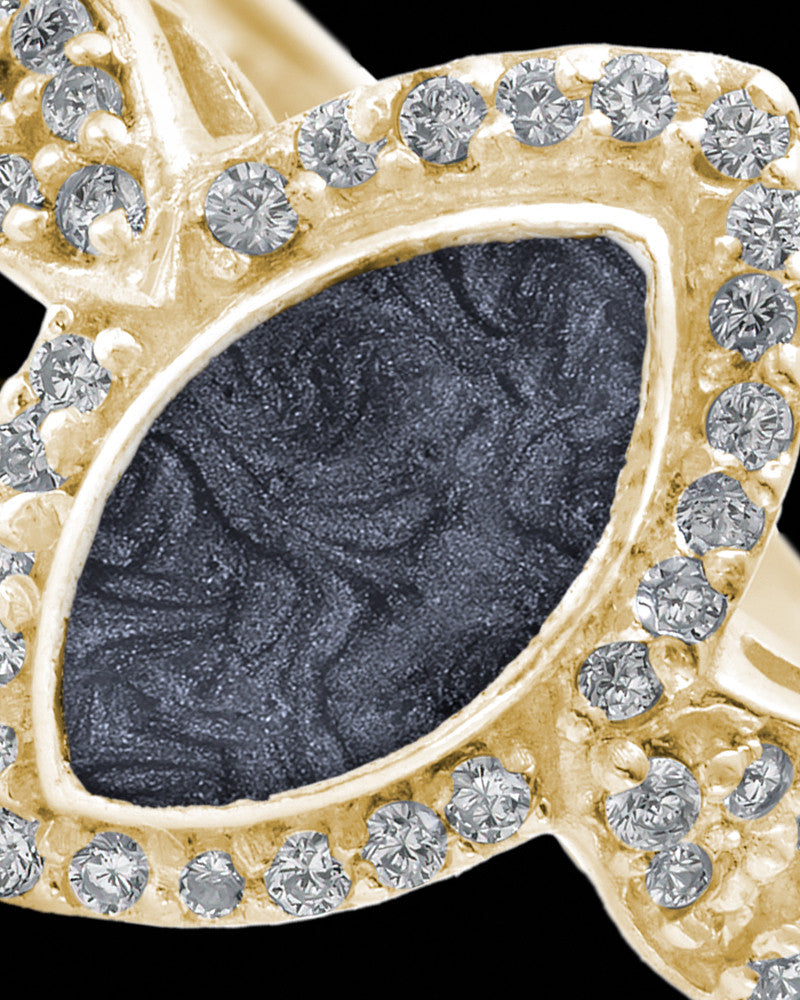 Solid 14K Gold Ladies Prentiss with Graphite Ash Ring