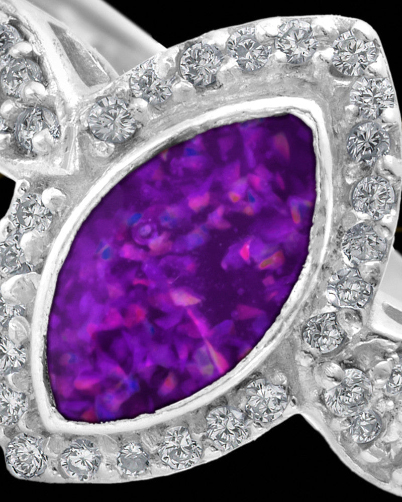 Ladies Prentiss Orchid Pearl Opal Silver Ash Ring