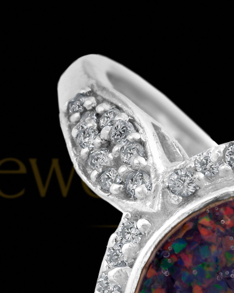 Ladies Prentiss Black Blaze Opal Silver Ash Ring