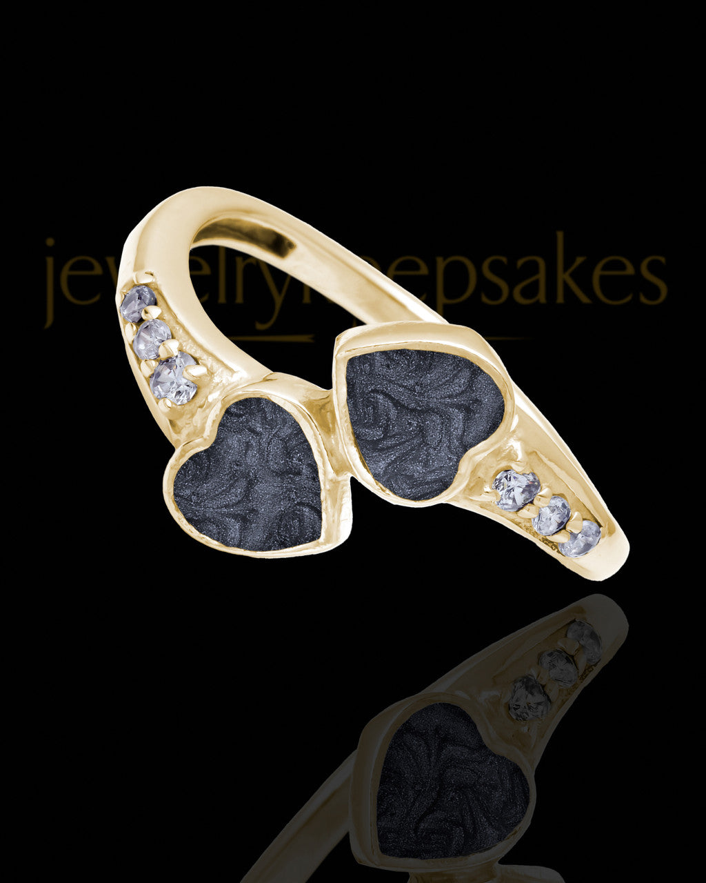 Solid 14K Gold Ladies Isadora with Graphite Ash Ring