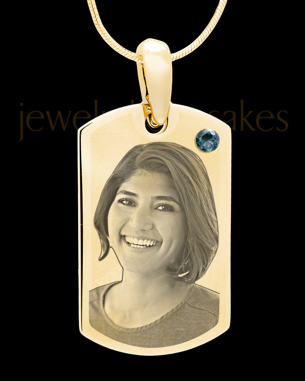 December Gold Photo Engraved Small Dog Tag