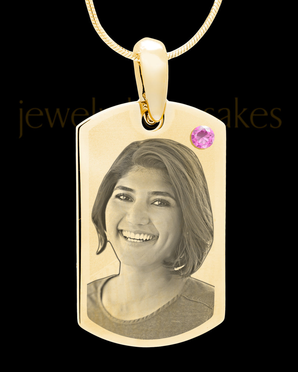 June Gold Photo Engraved Small Dog Tag