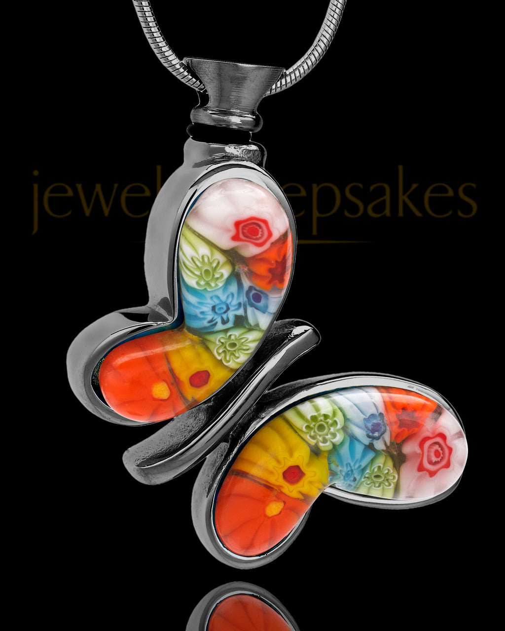 Black Plated Multi Color Butterfly Fly Away Urn Charm