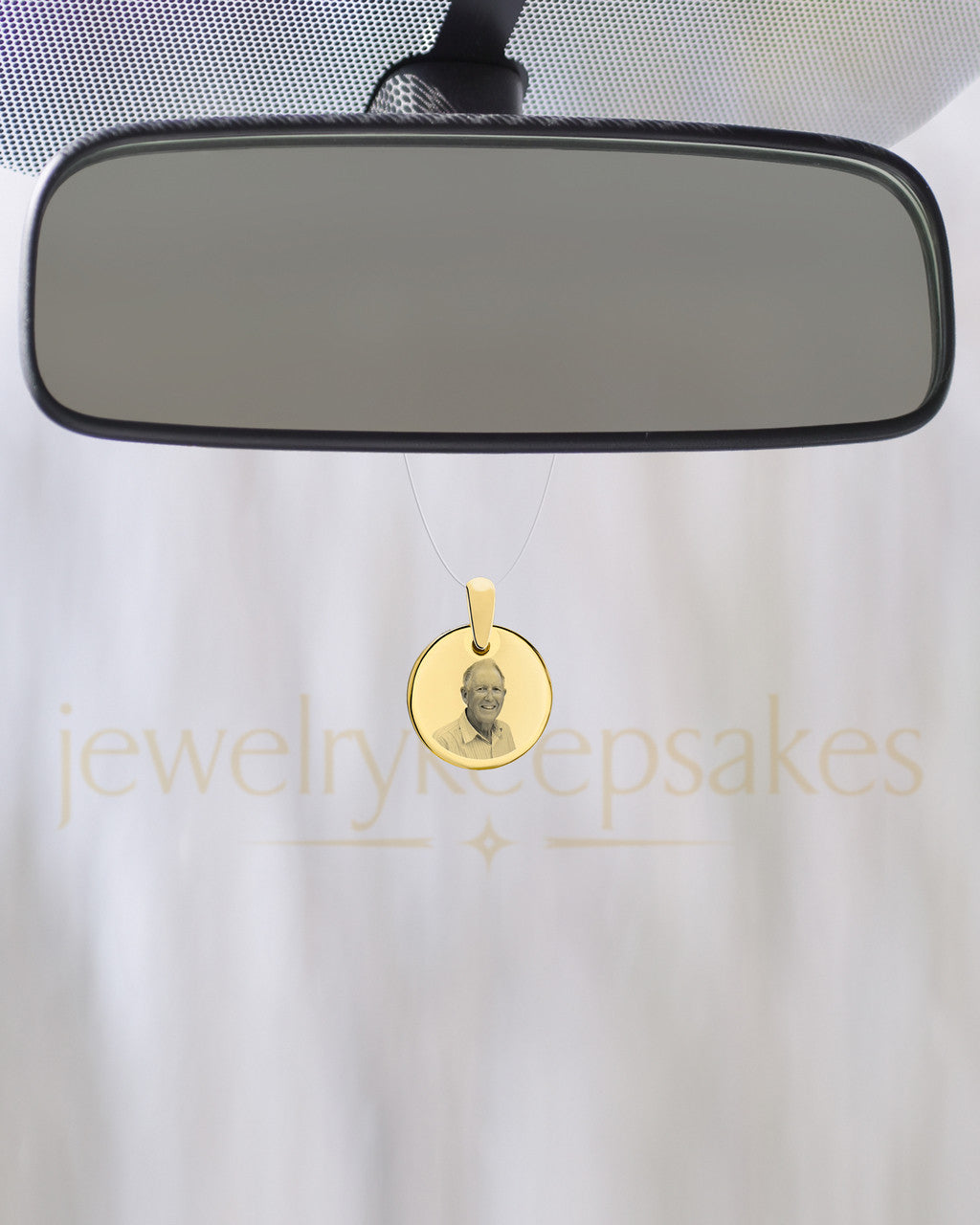Photo Engraved Round Reflection Pendant Gold Plated