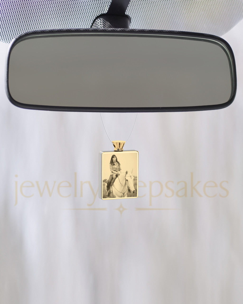 Photo Engraved Rectangle Gold Plated Pet Ash Reflection Pendant