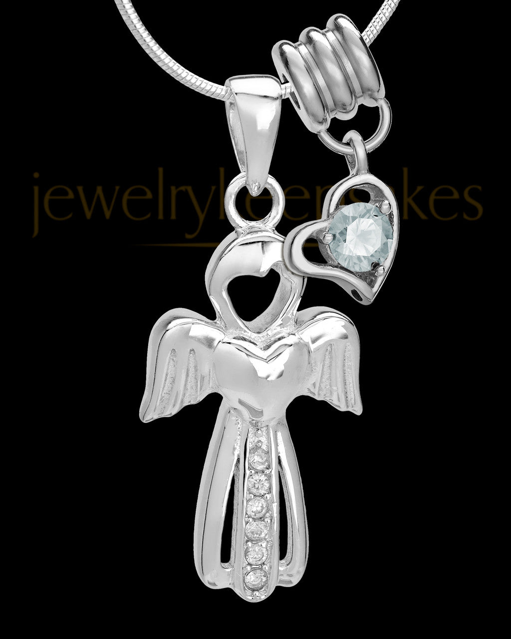 Sterling Silver April Heavenly Attendant Cremation Urn Pendant