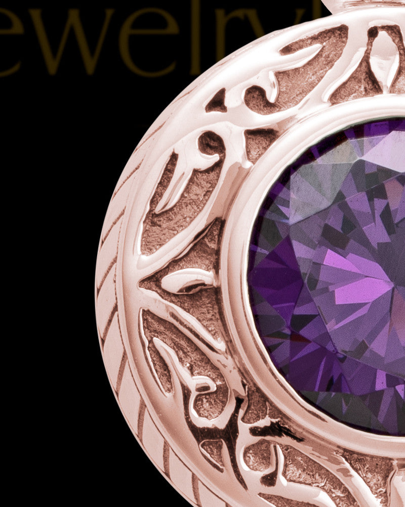 Keepsake Cremation Jewelry 14K Rose Gold Plum
