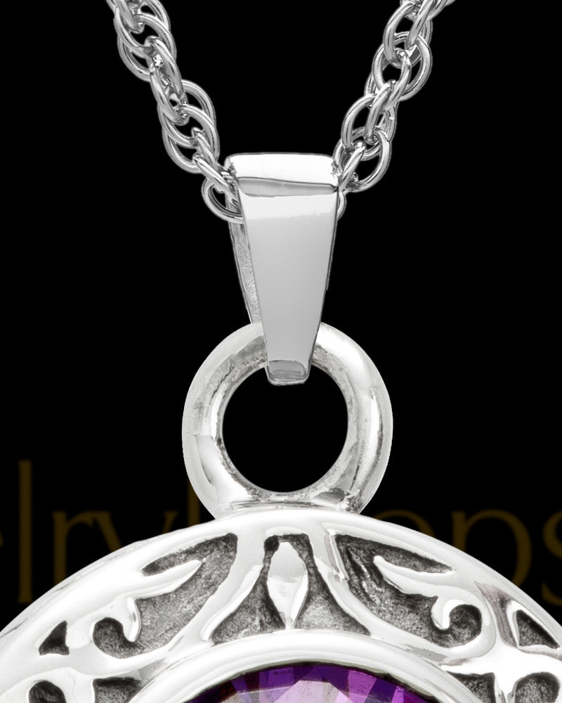 Keepsake Cremation Jewelry 14K White Gold Plum