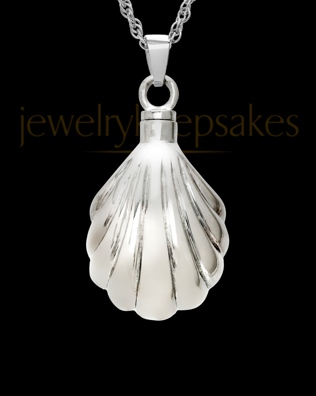 Ash Pendant 14K White Gold Shells