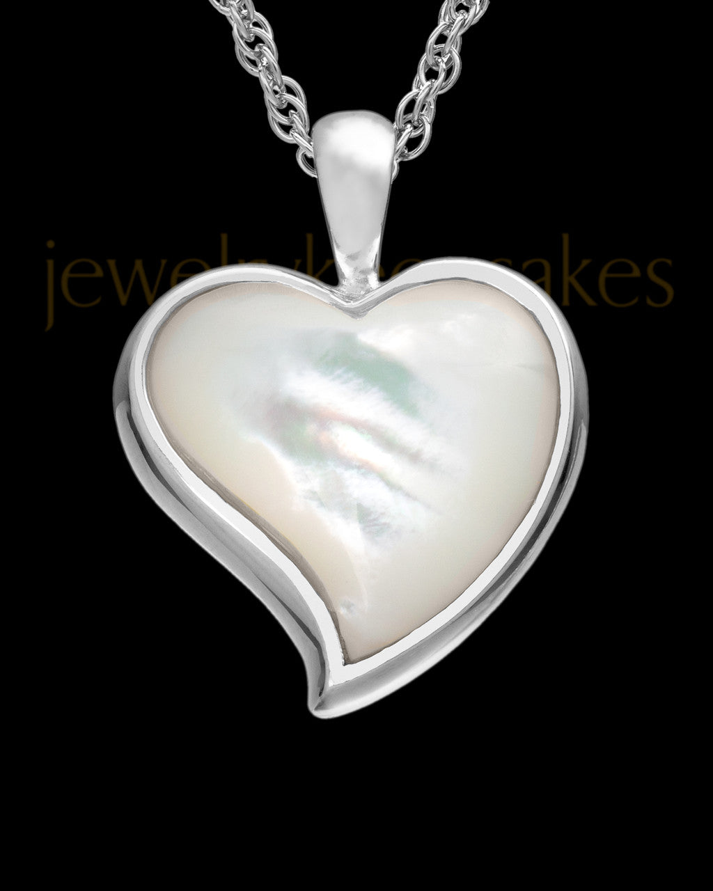 Cremated Remains Jewelry 14K White Gold Dewy Heart