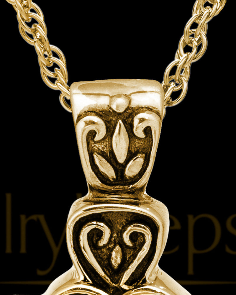 Cremation Pendant 14K Gold Cathedral Cross Keepsake