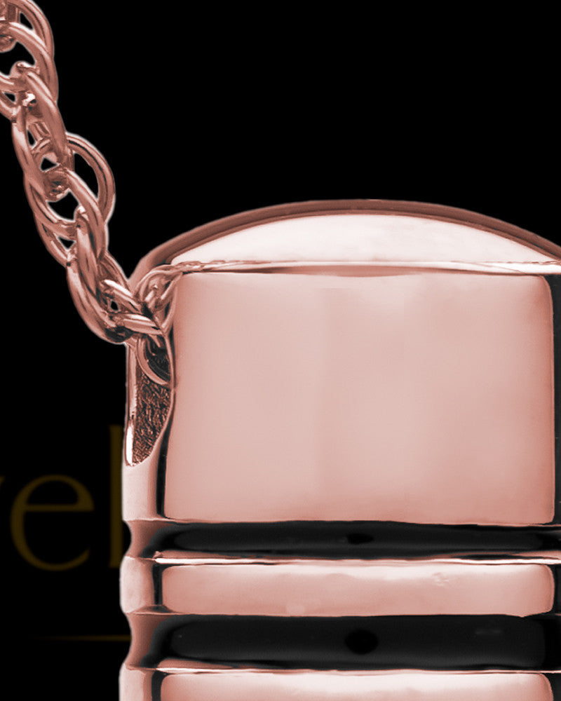 Cremation Urn Pendant 14K Rose Gold Grooved Cylinder Keepsake