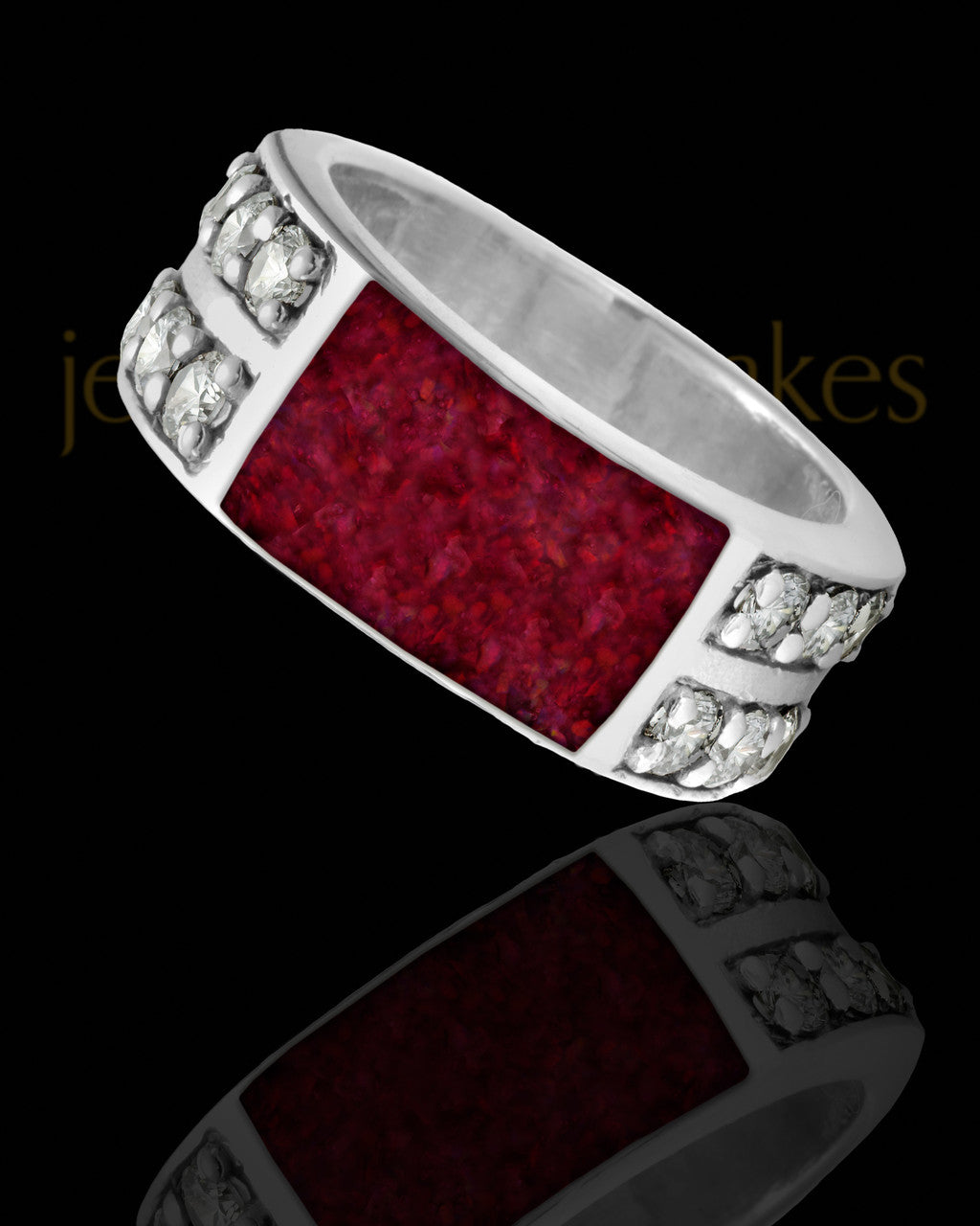 Men's Lennox Garnet Pearl Opal Silver Ash Ring