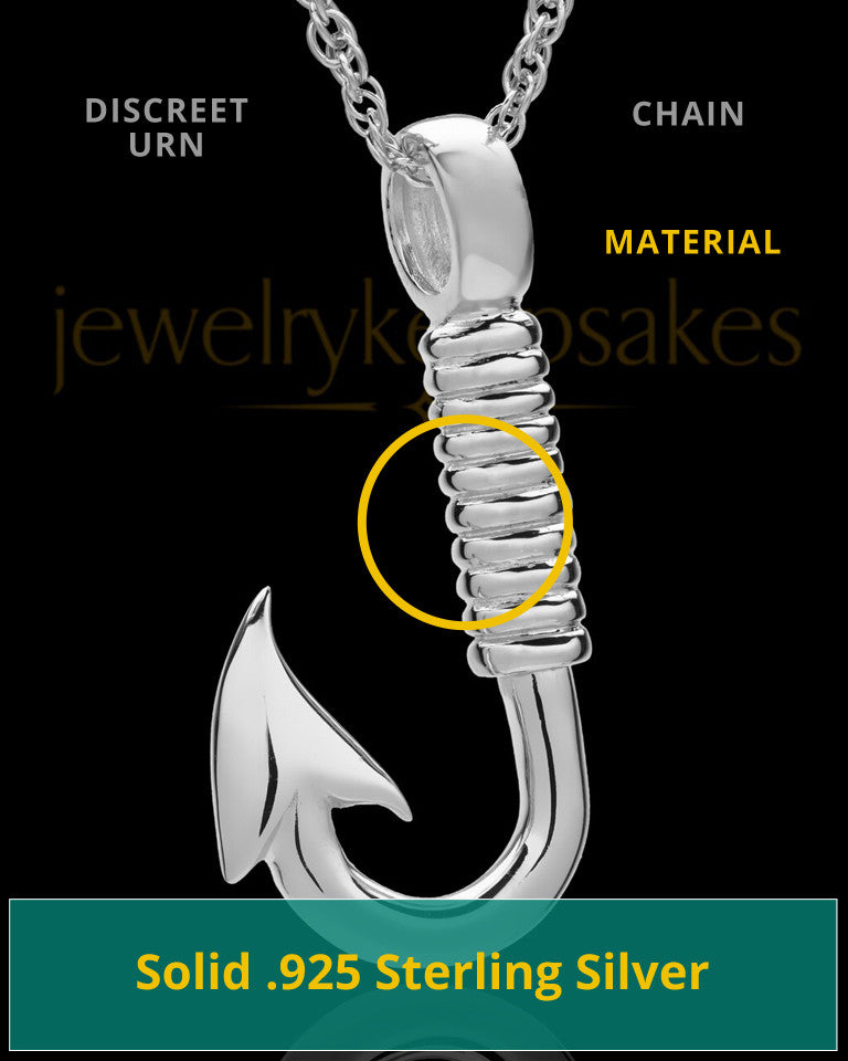 Hook Cremation Pendant For Ashes In Sterling Silver