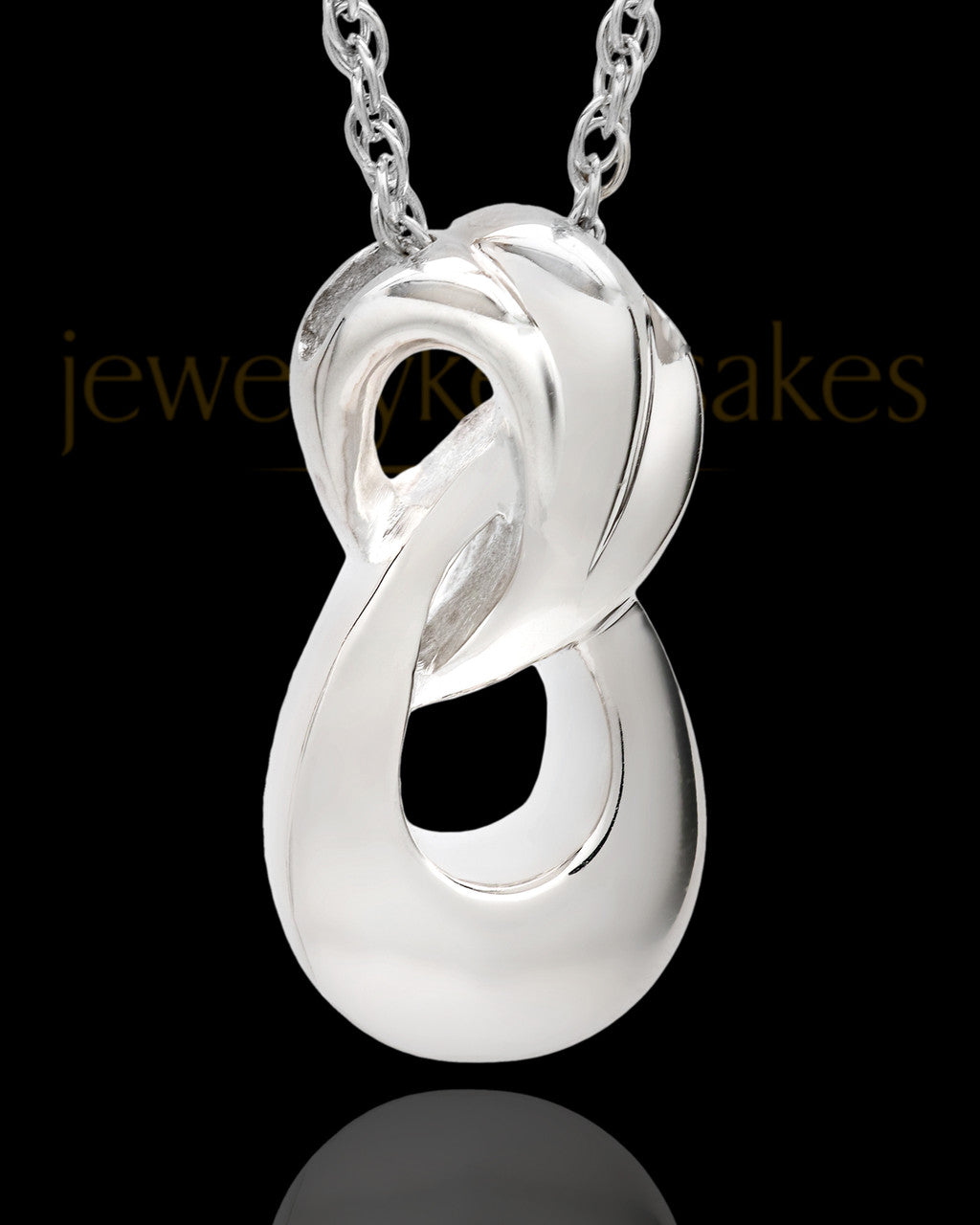 Solid 14K White Gold Cremation Ash Necklace Infinity Cremation Keepsake