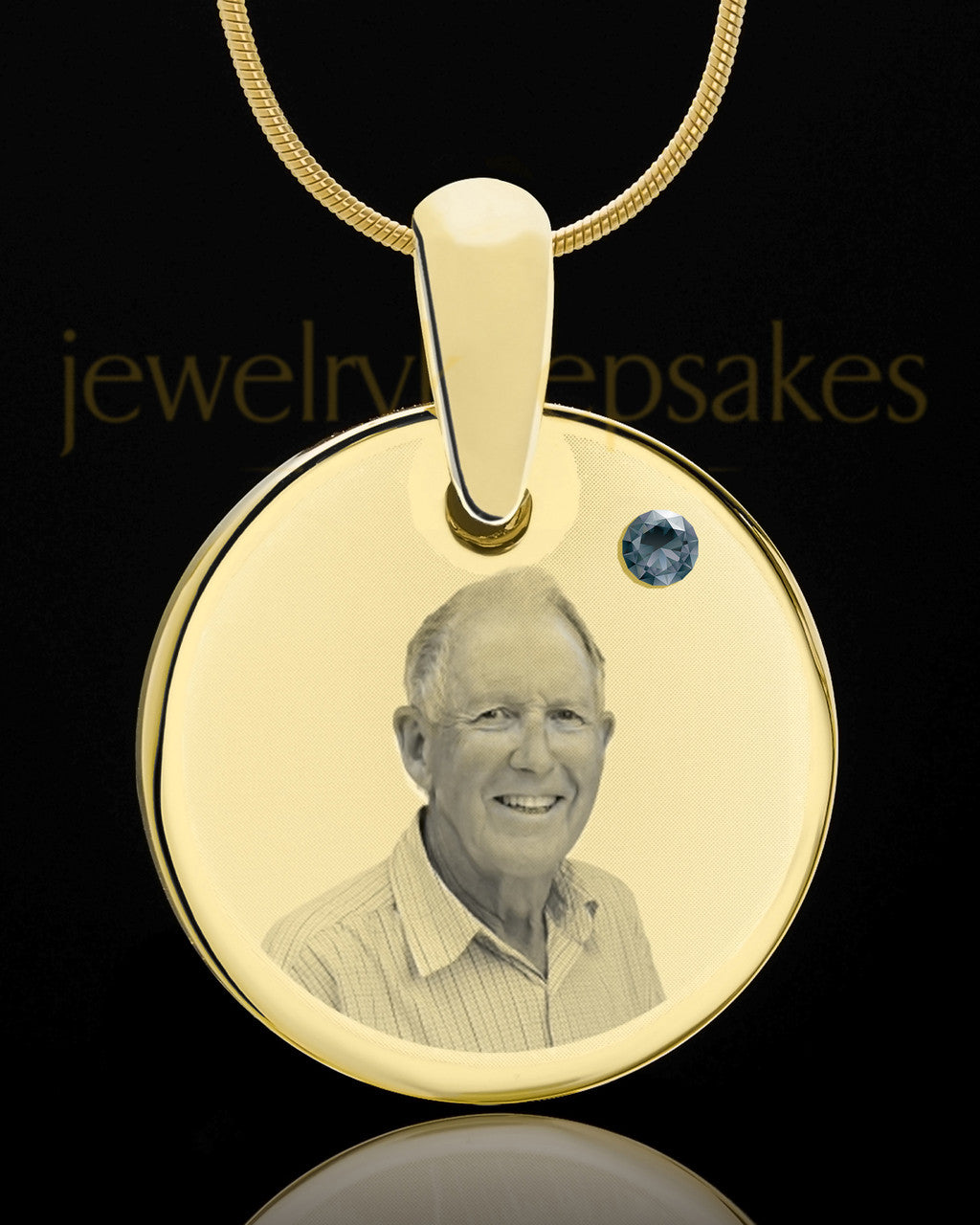 December Birthstone Gold Photo Round Pendant