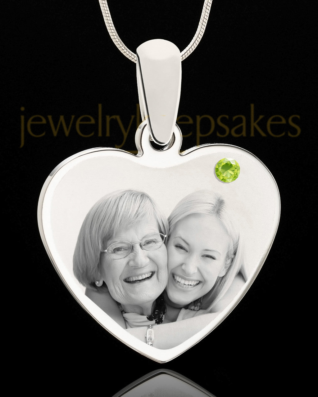 August Stainless Steel Memories Heart Photo Pendant