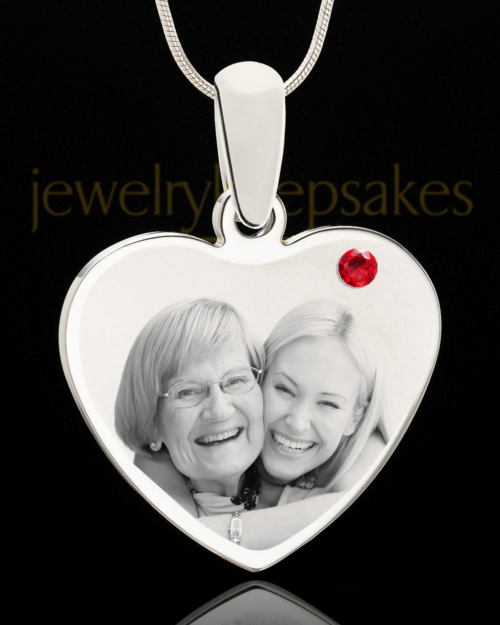 July Stainless Steel Memories Heart Photo Pendant
