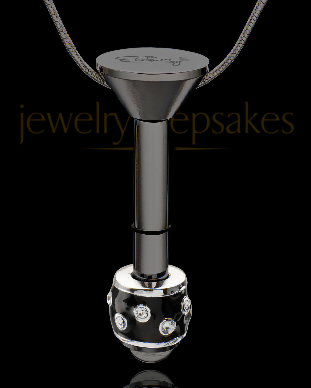 Black Stainless Millenium Cremation Pendant with Graceful Charm
