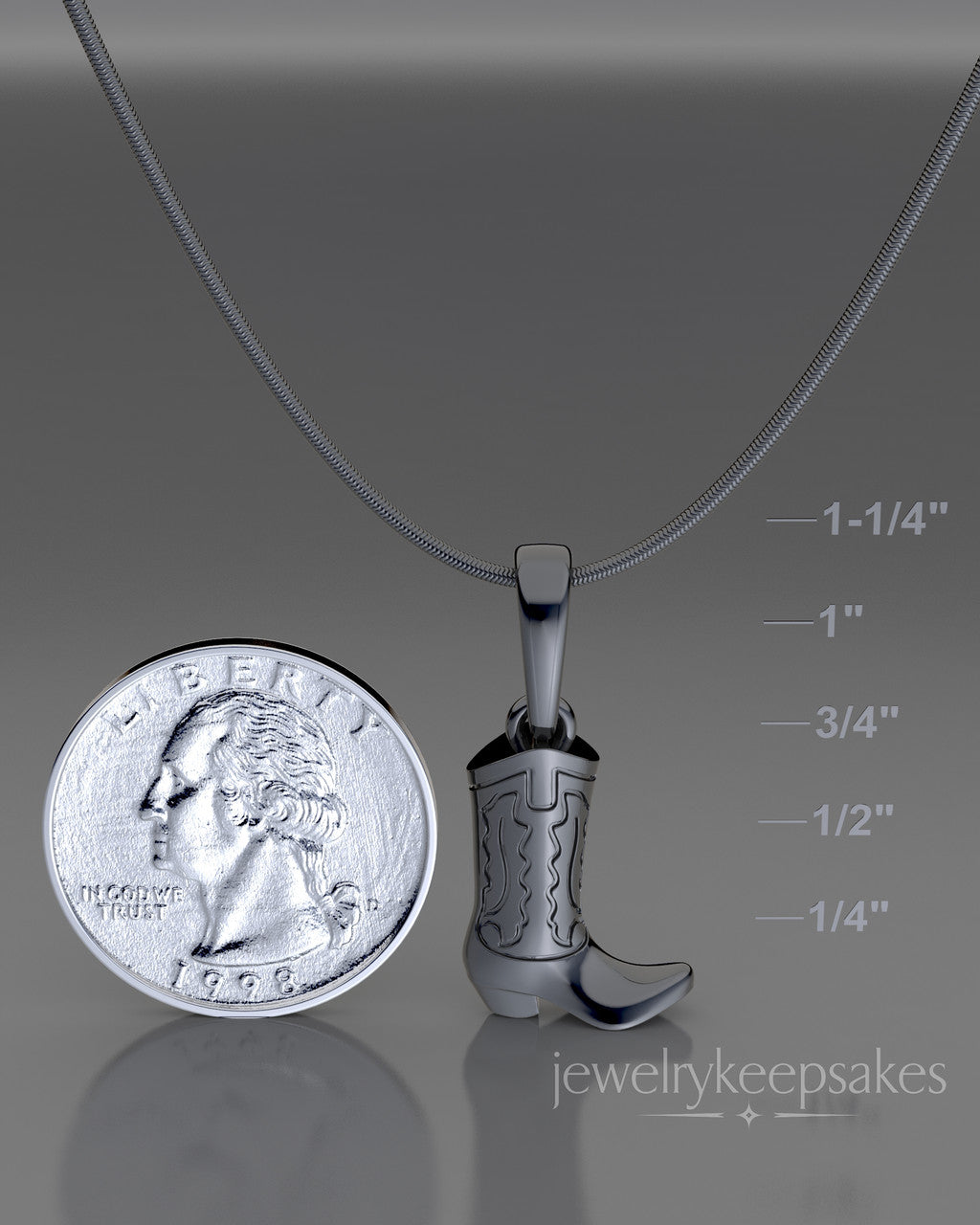Black Plated Cowboy Boot Permanently Sealed Waterproof Cremation Pendant
