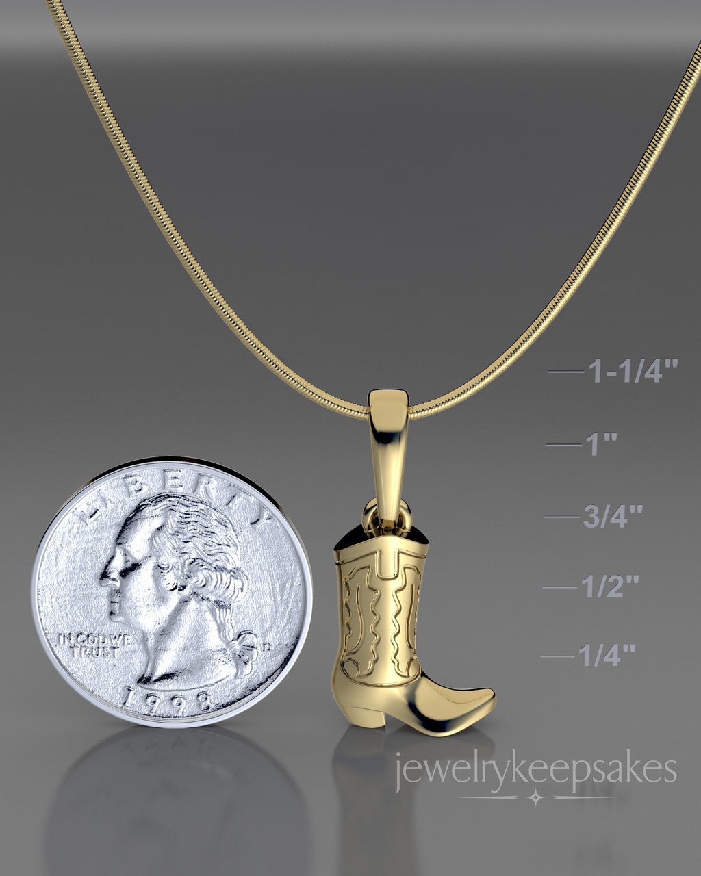 Gold Plated Cowboy Boot Permanently Sealed Waterproof Cremation Pendant