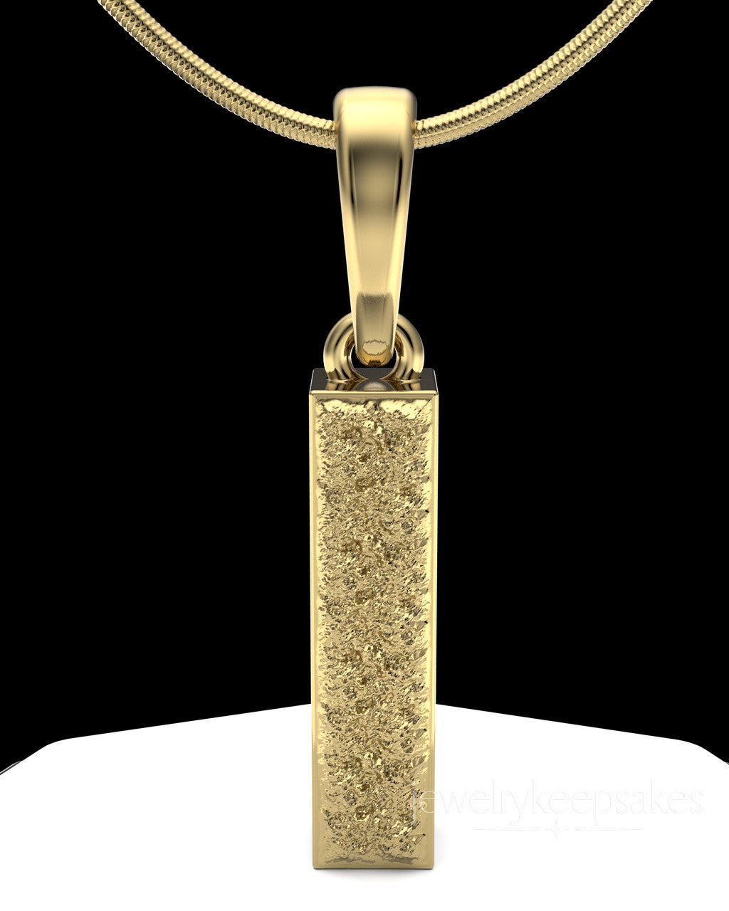 Gold Plated Textured Rectangle Permanently Sealed Waterproof Cremation Pendant