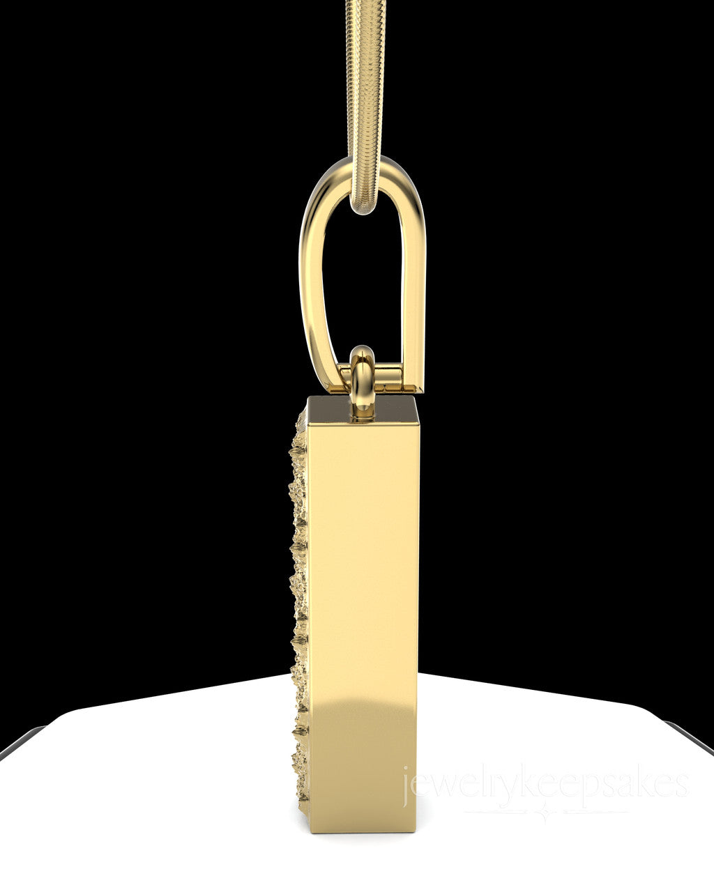 Gold Plated Textured Rectangle Permanently Sealed Waterproof Cremation Pendant